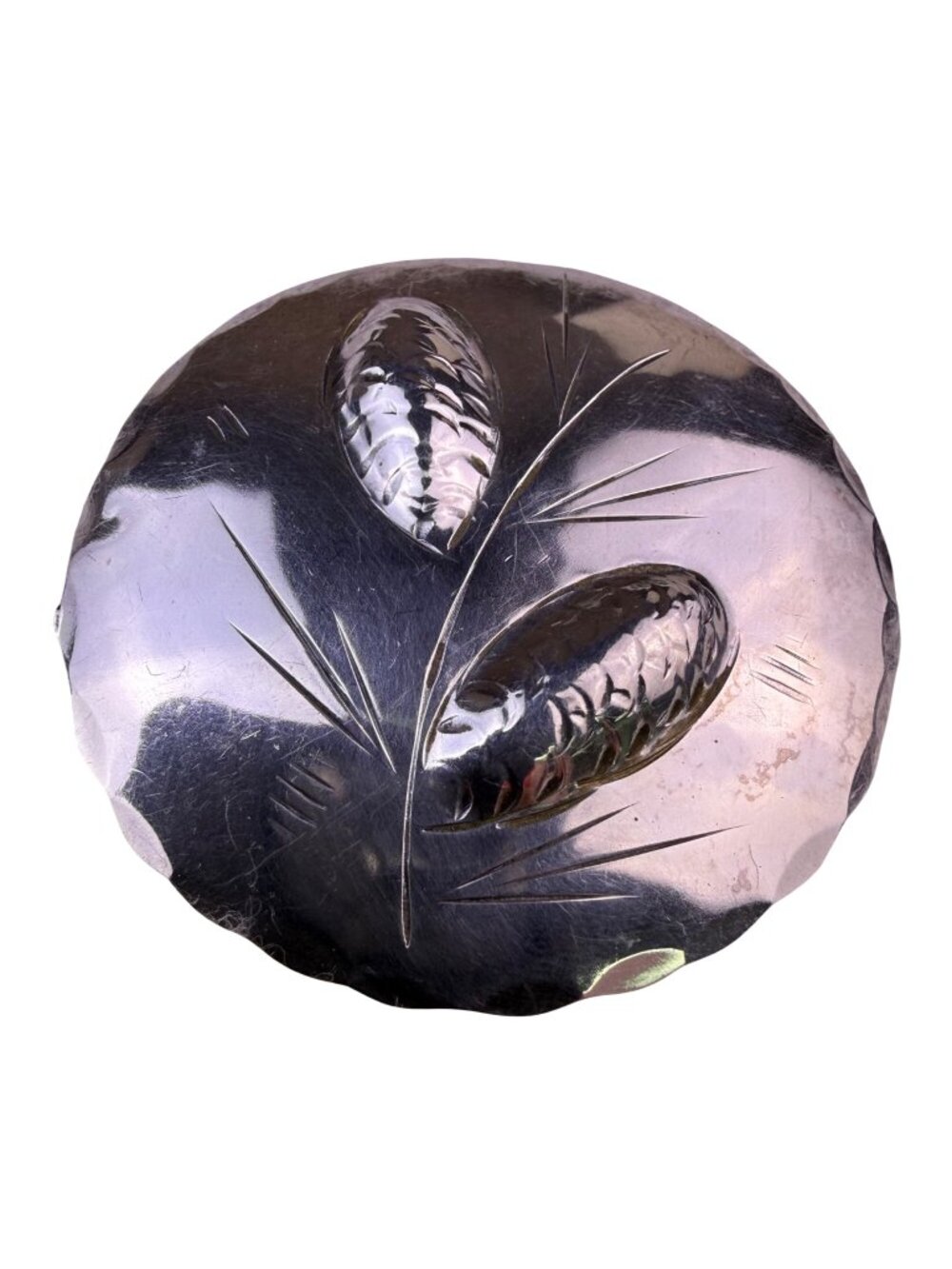 Sterling Vintage Silver Brooch Pin Pinecone Round Design Stamped 925 Signed NE
